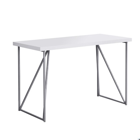 Homeroots 30 in. White MDF & Silver Metal Computer Desk 333495